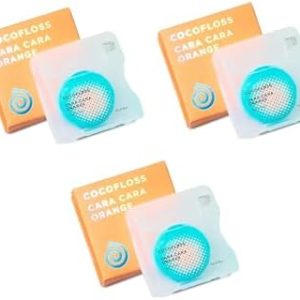 Cocofloss Woven Dental Floss, Dentist-Designed Oral Care, Orange Scent, Waxed, Expanding, Kid-Friendly String Floss with Coconut Oil, 3 Spools (33 yd Each)