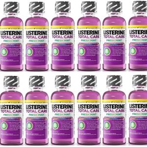 Listerine Total Care Fresh Mint Antiseptic Mouthwash, Travel Size 3.2 Ounces (95ml) - Pack of 12