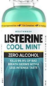 Listerine Zero Alcohol Mouthwash, Less Intense Alcohol-Free Oral Care Formula for Bad Breath, Cool Mint Flavor, 3.2 fl. oz